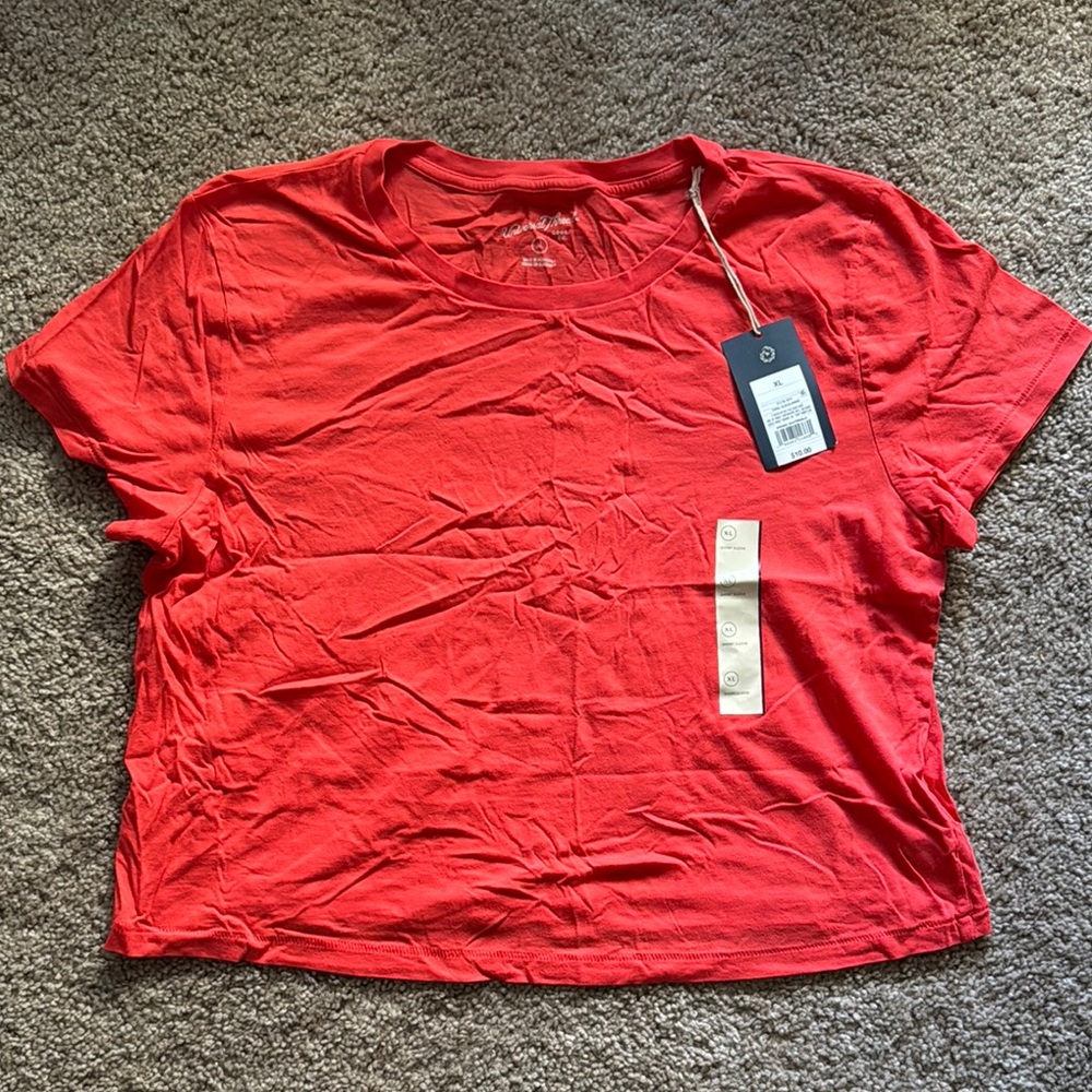 Universal Thread Orange Red Short Sleeve Crop Tee